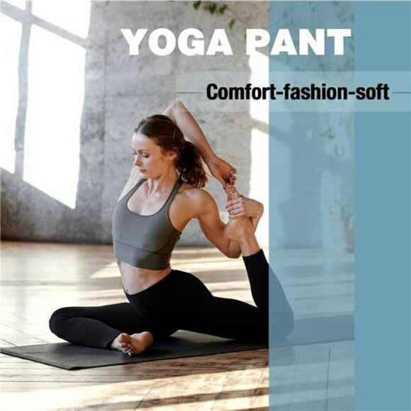 High Waisted Leggings with Pockets Buttery Soft Yoga Pants Tummy Control - Picture 4 of 7